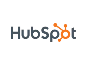 The HubSpot logo features the word HubSpot in sleek black alongside an orange network icon, resembling a three-pronged hub—perfect for HVAC equipment manufacturers seeking seamless CPQ integration.